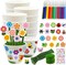 24 Set Garden Plastic Pot Craft Kit,DIY Flower Plant Crafts with Adhesive Foam Stickers, Pipe Cleaners, Flower Growing Kit for Summer